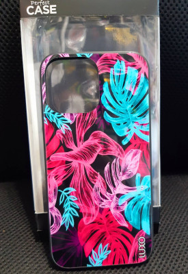   Луксозен силиконов гръб HYBRID LUXO PERFECT CASE за Apple iPhone 13 Pro Max 6.7 розови листа 